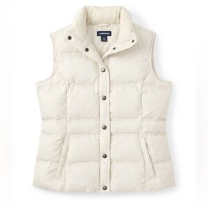 EUC Lands' End Women's White Quilted Puffer Button Vest Fall Spring Size 10-12